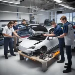 Automotive Technology Colleges: 7 Proven Growth Steps Automotive technology colleges students diagnosing a car in a modern lab